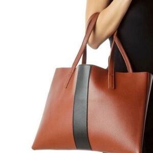 Vince Camuto Luck Brown and Black Leather Tote Bag